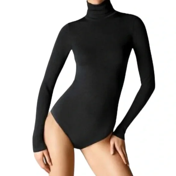 Mangopop Collection Women's Black Bodysuit Top Shirt Long Sleeve Size XL - Picture 2 of 8